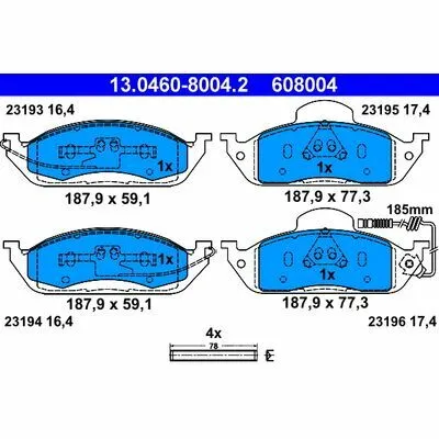 Prezzo Basso ATE 13.0460-8004.2 Kit Pastiglie Freno, Freno a Disco