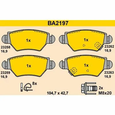 Prezzo Basso BARUM BA2197 Kit Pastiglie Freno, Freno a Disco