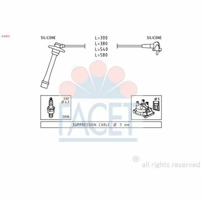 Offerta Speciale FACET Made in Italy - OE Equivalent 4.9435 Cavo Accensione